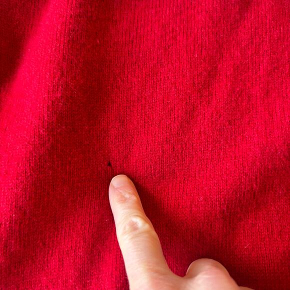 VTG Y2K Polo Ralph Lauren Lambswool Sweater 1/4 Button Red Mens Size Medium - Picture 6 of 8